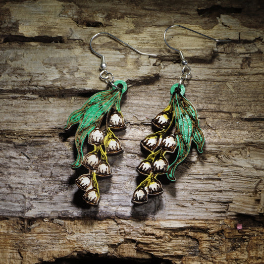 Lily of the Valley Wooden Earrings | Botanical Flower Jewelry