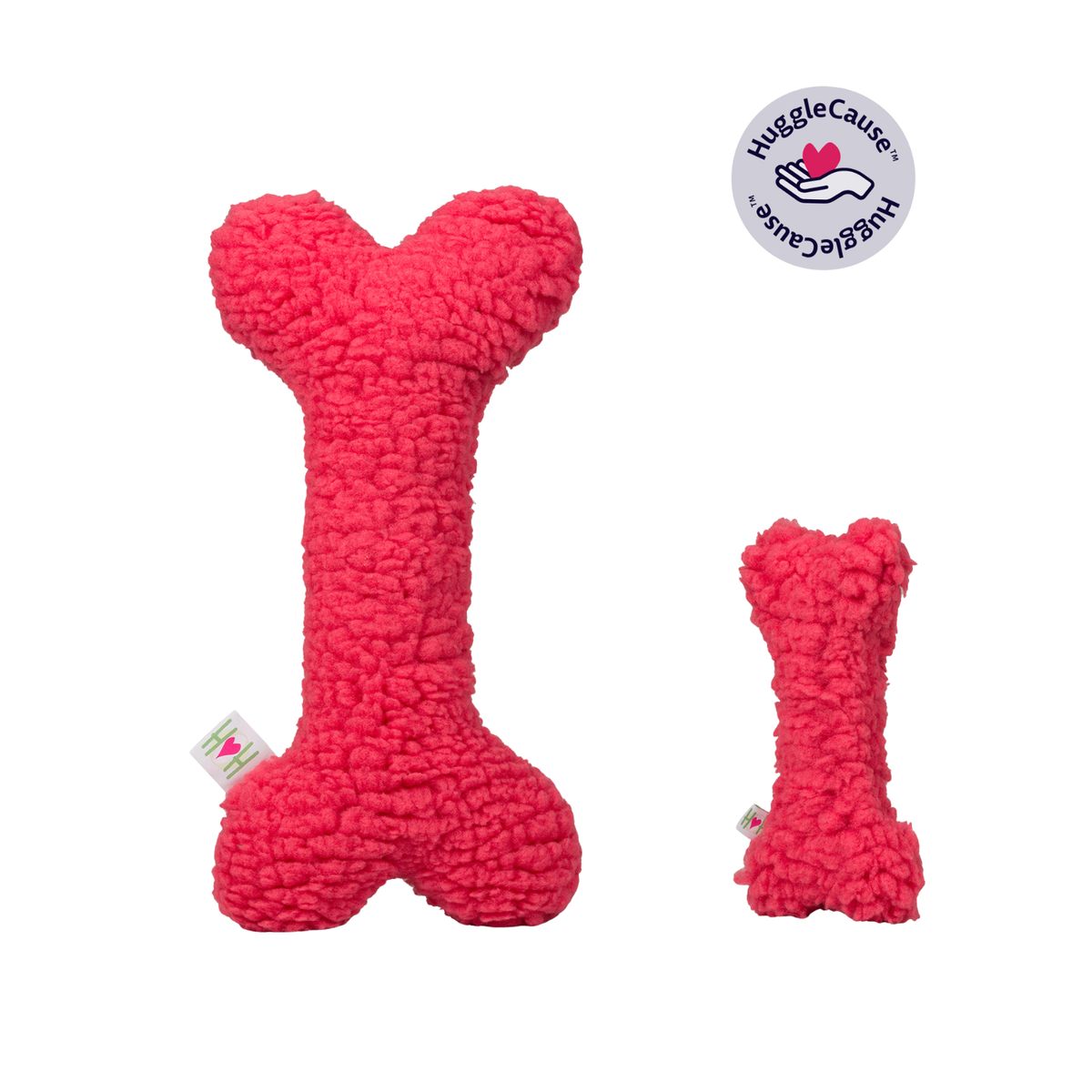 Pink HuggleFleece® Bone Dog Toy | HuggleHounds HuggleCause™