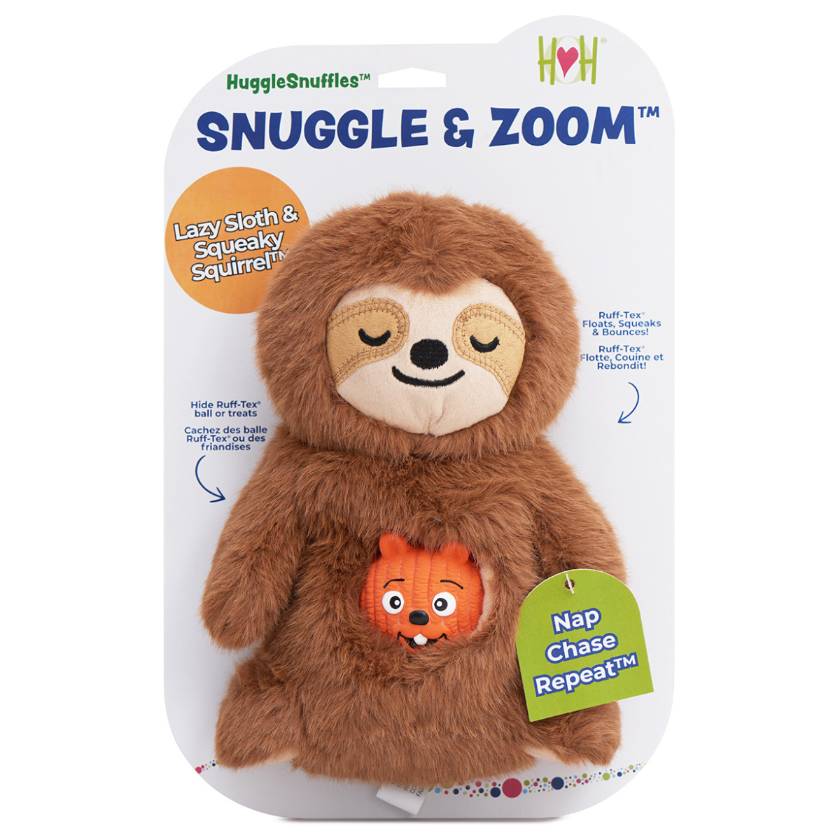 Snuggle & Zoom™ Sloth & Squirrel Enrichment Dog Toy