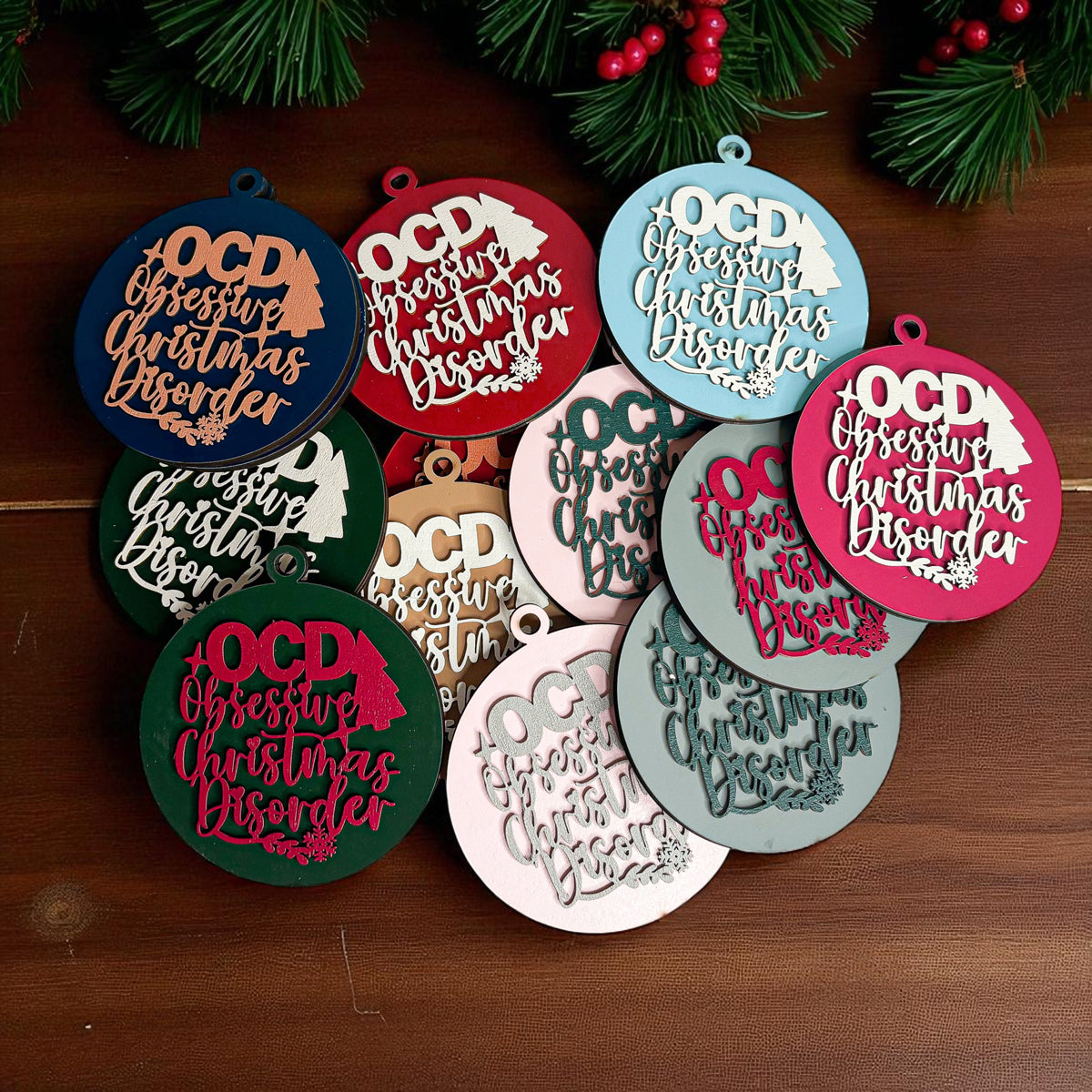 Obsessive Christmas Disorder Wooden Ornament | 12 Colors