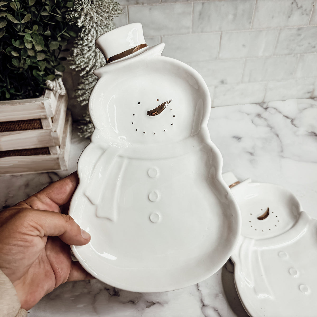 Snowman Serving Dish | Holiday Snack & Charcuterie Platter