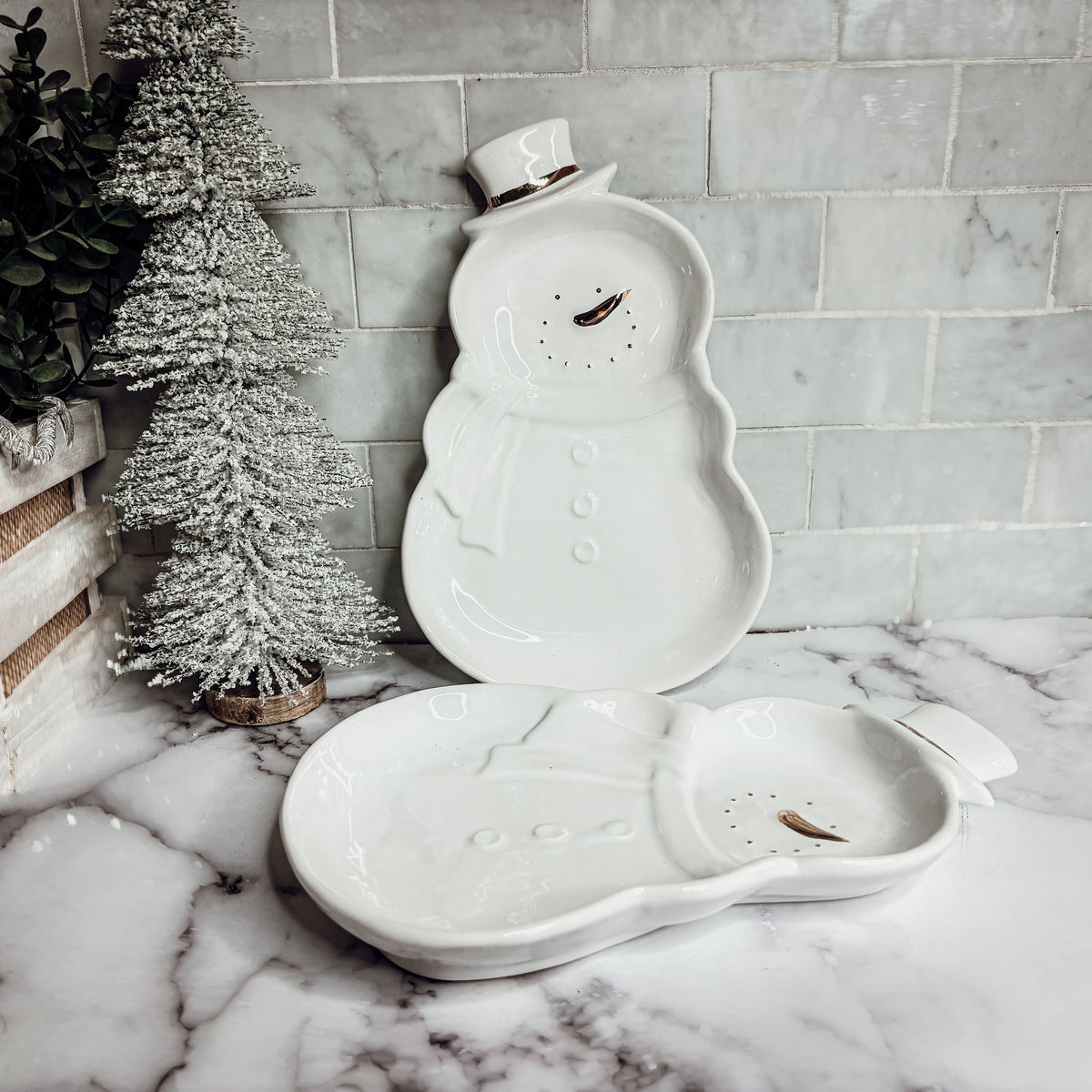 Snowman Serving Dish | Holiday Snack & Charcuterie Platter