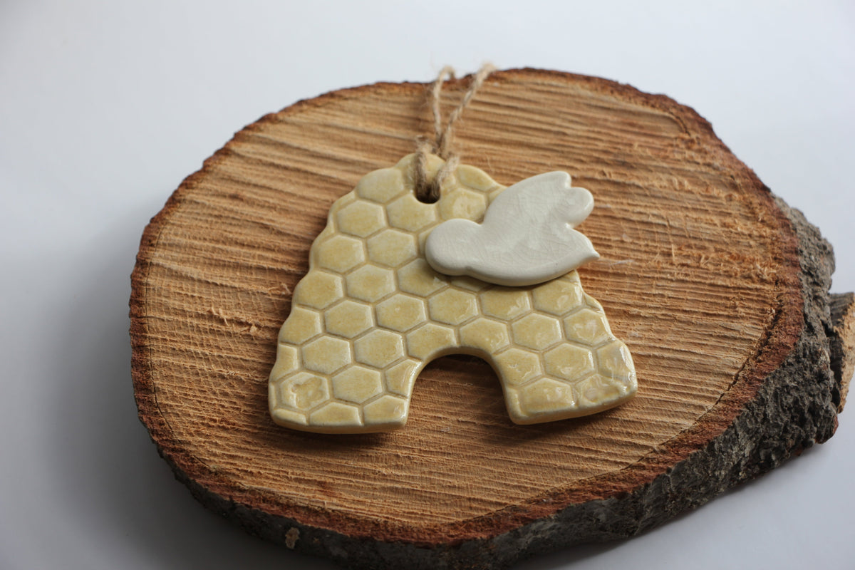 Handmade Beehive & Bee Ornament