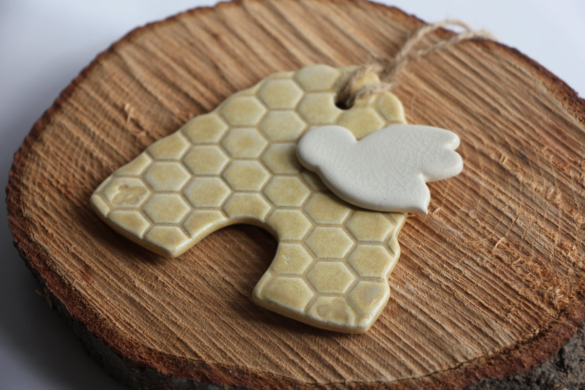 Handmade Beehive & Bee Ornament