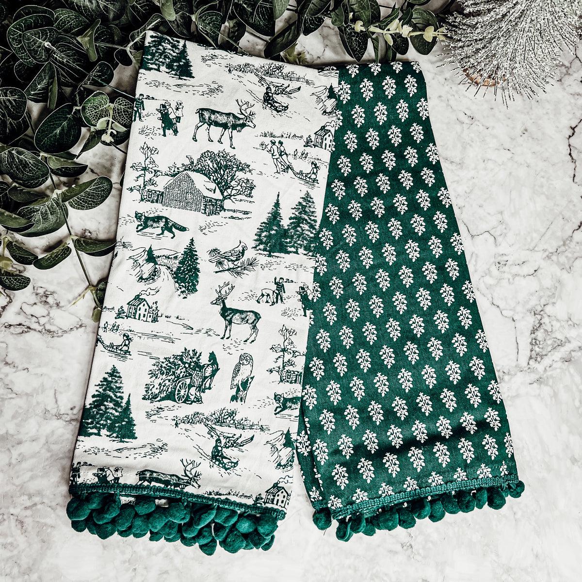 Forest Green Christmas Dish Towels – Set of 2