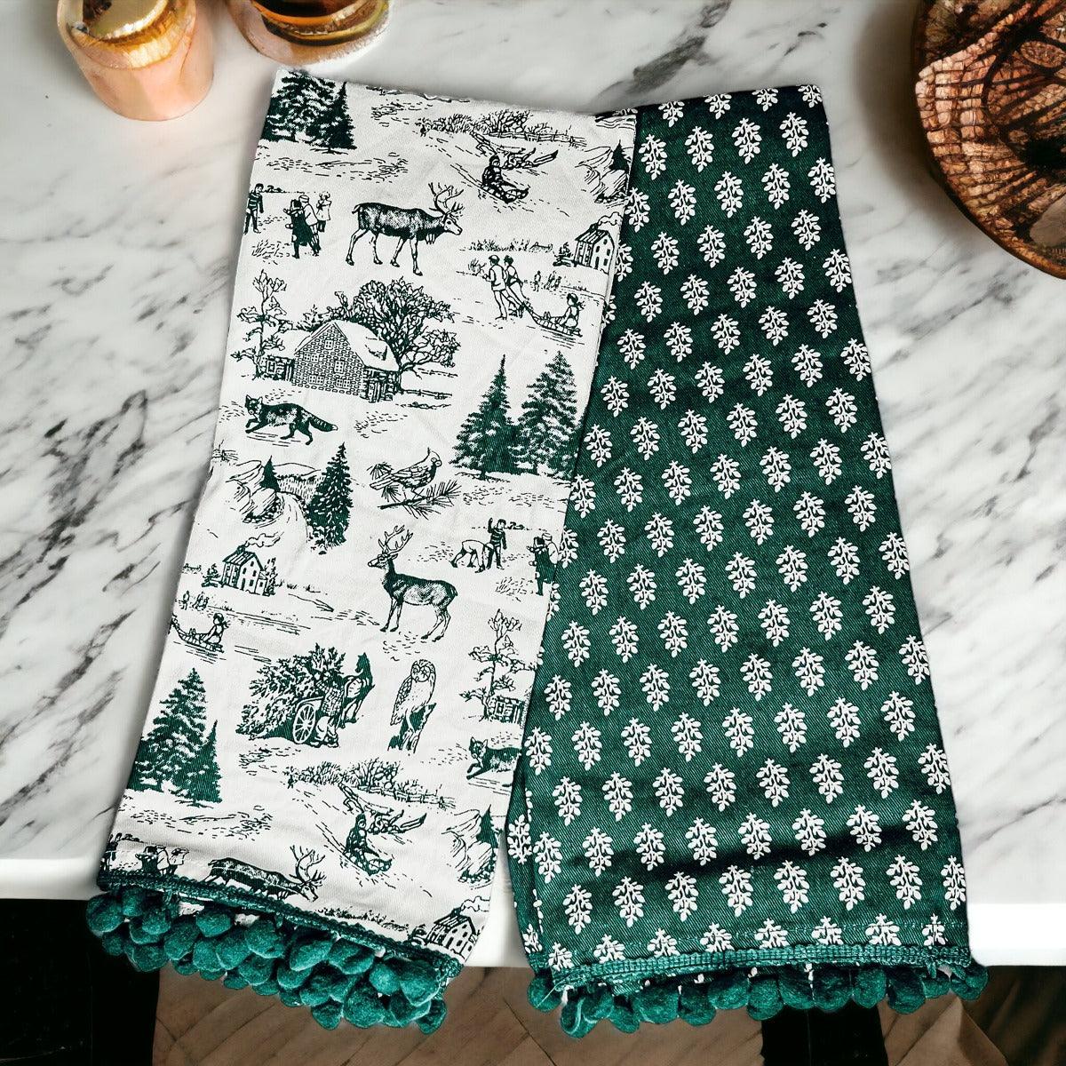 Forest Green Christmas Dish Towels – Set of 2