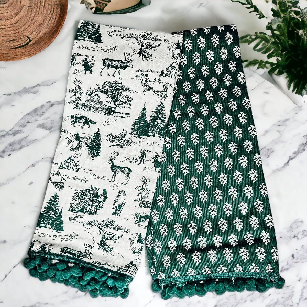 Forest Green Christmas Dish Towels – Set of 2