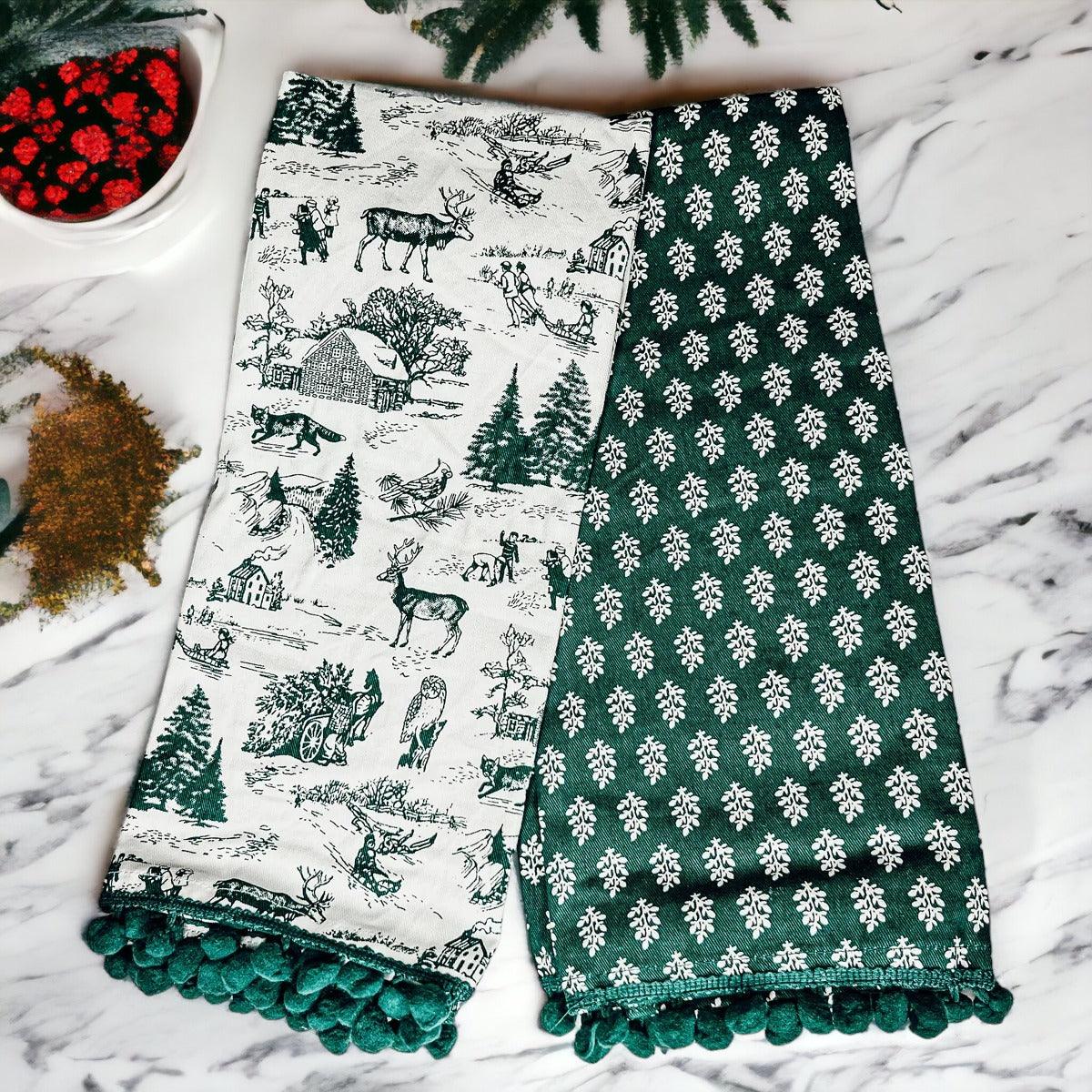 Forest Green Christmas Dish Towels – Set of 2
