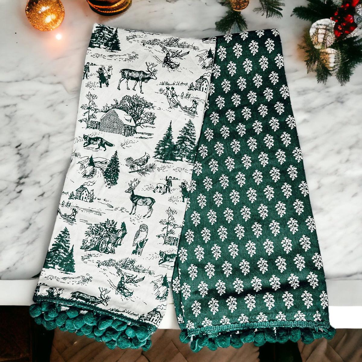 Forest Green Christmas Dish Towels – Set of 2