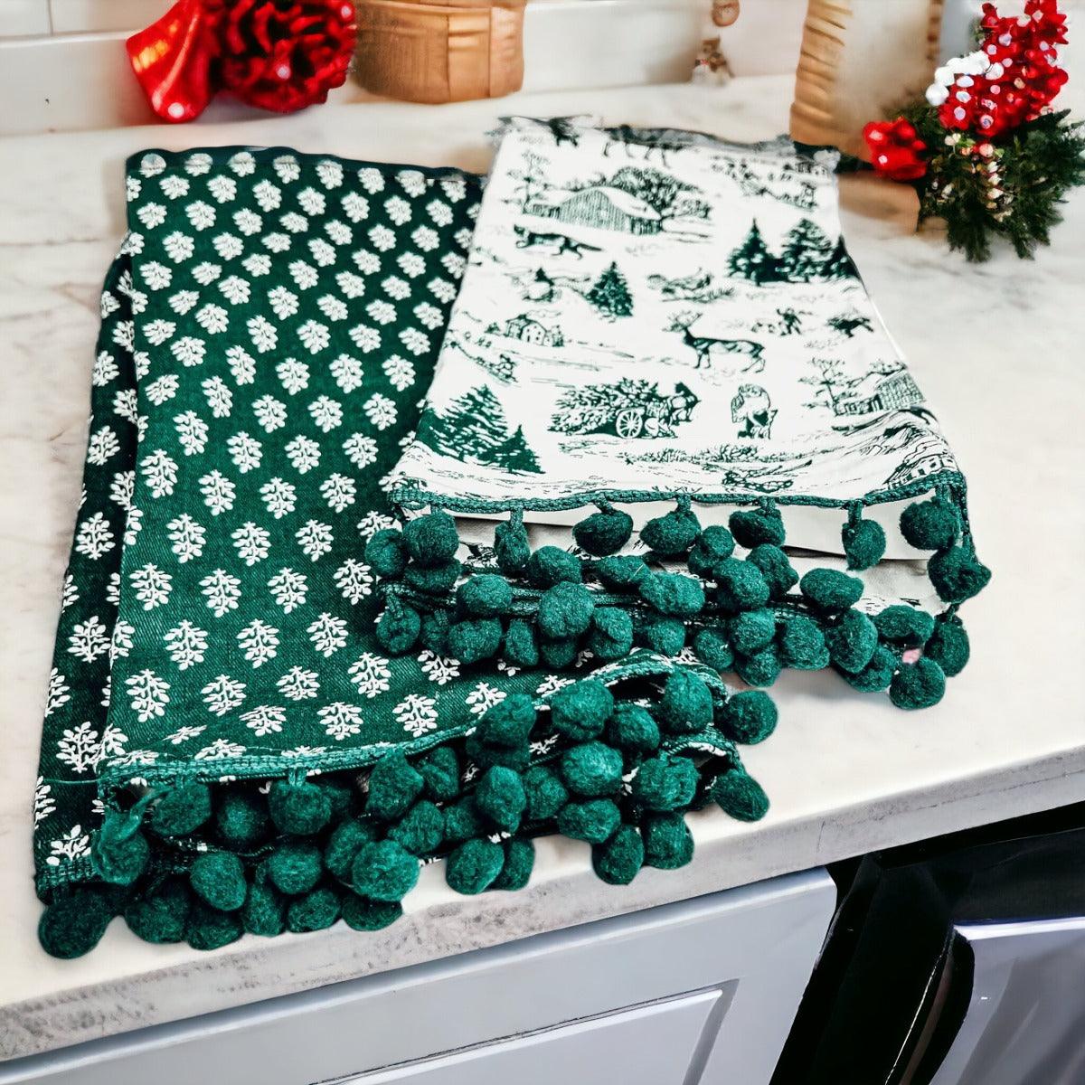 Forest Green Christmas Dish Towels – Set of 2