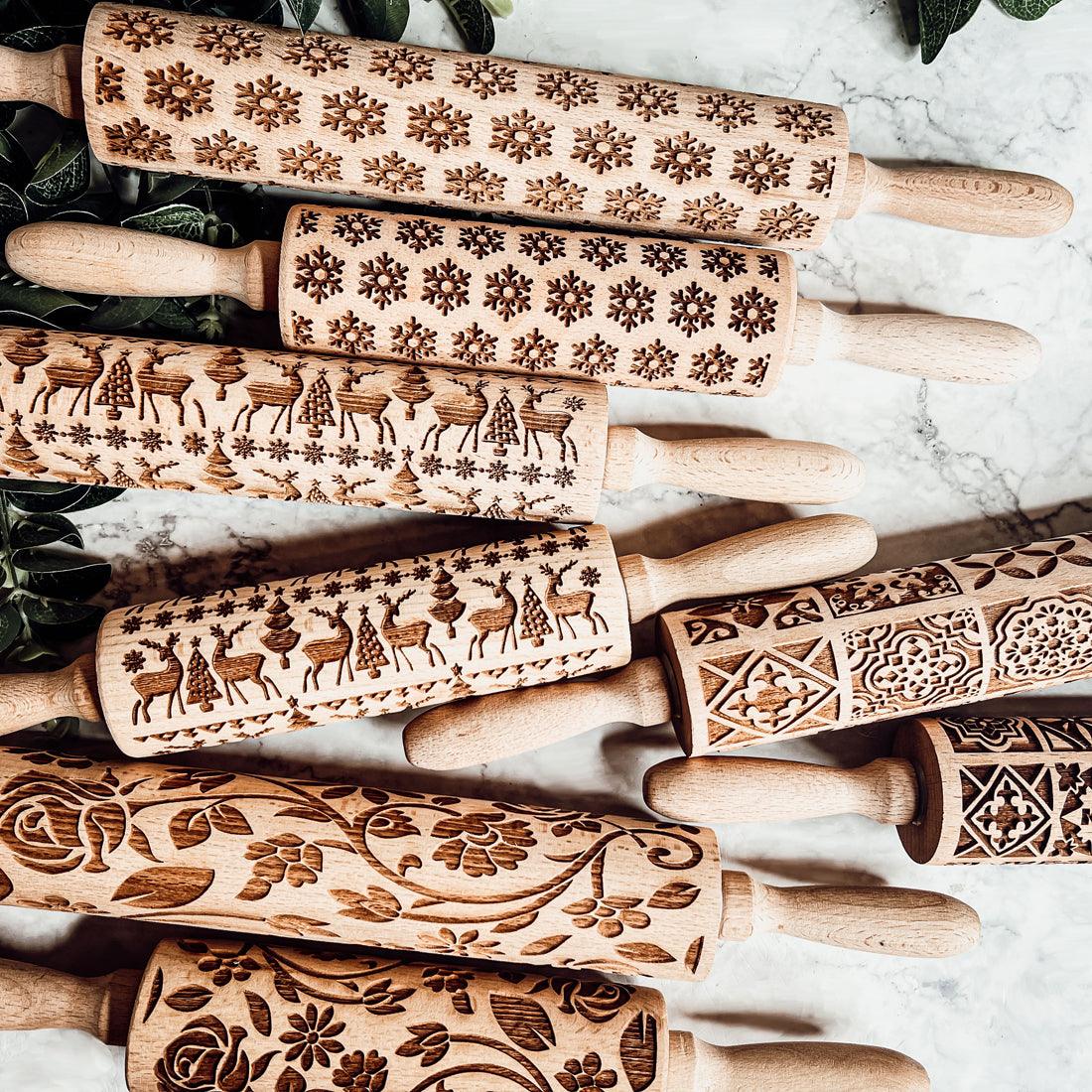 Decorative Embossed Wooden Rolling Pins for Baking