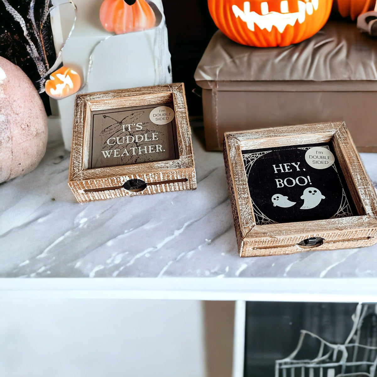 Hey Boo + Cuddle Weather Double-Sided Sign