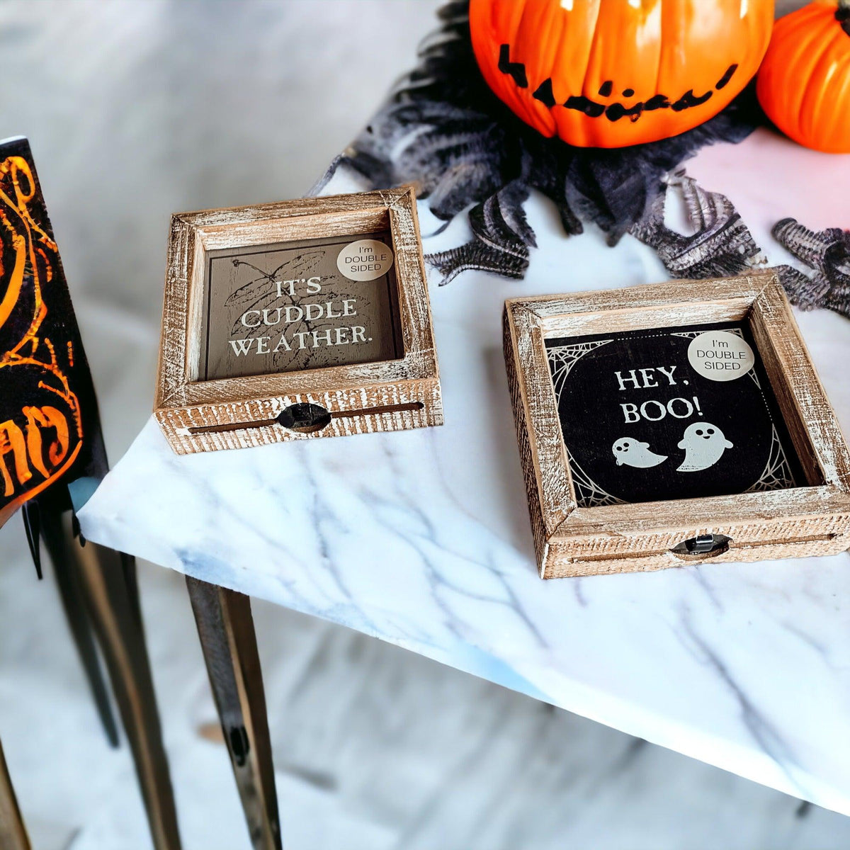 Hey Boo + Cuddle Weather Double-Sided Sign