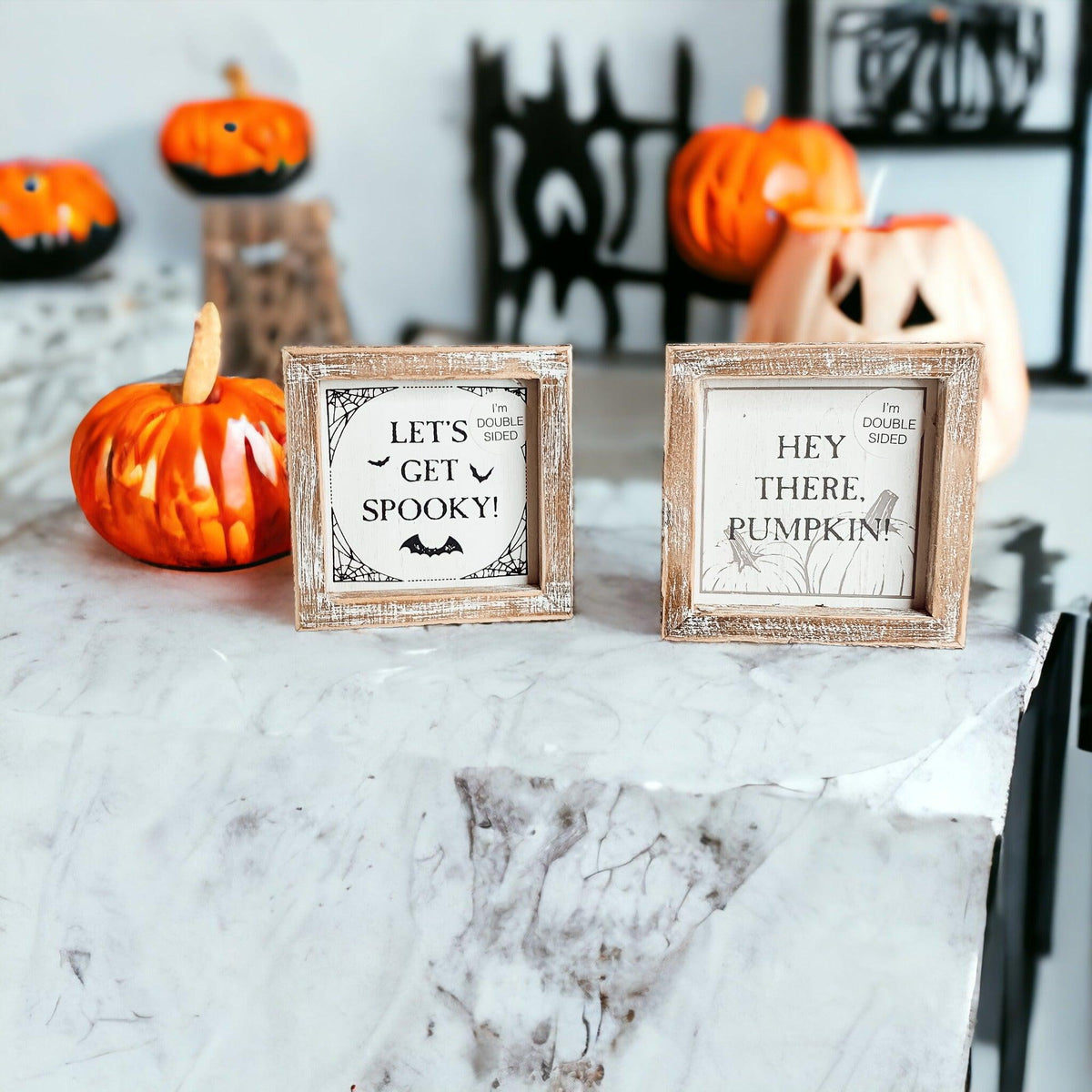 Double-Sided Fall & Halloween Wooden Sign | Pumpkin & Spooky