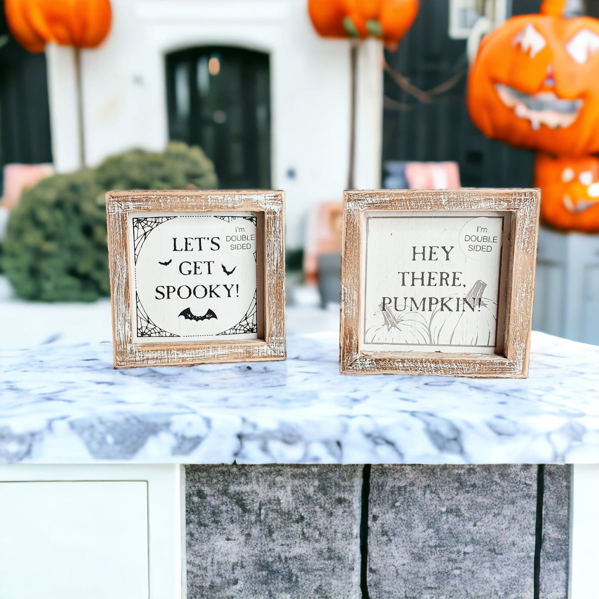 Double-Sided Fall & Halloween Wooden Sign | Pumpkin & Spooky
