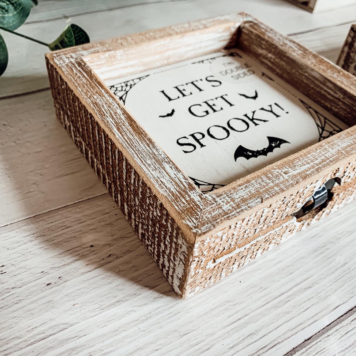 Double-Sided Fall & Halloween Wooden Sign | Pumpkin & Spooky