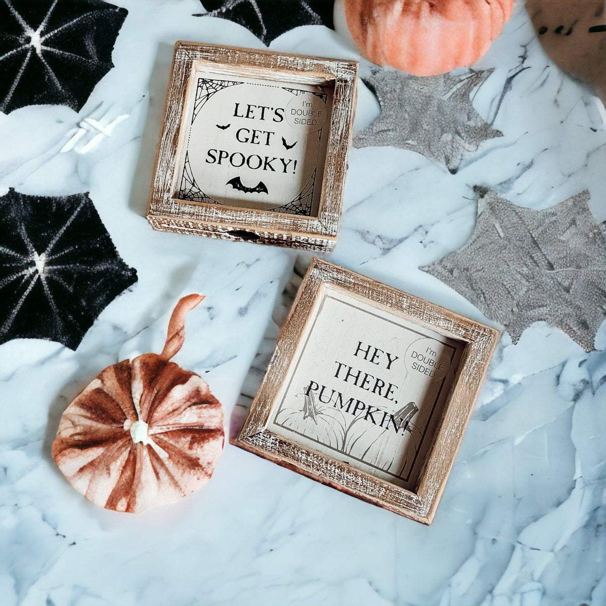 Double-Sided Fall & Halloween Wooden Sign | Pumpkin & Spooky