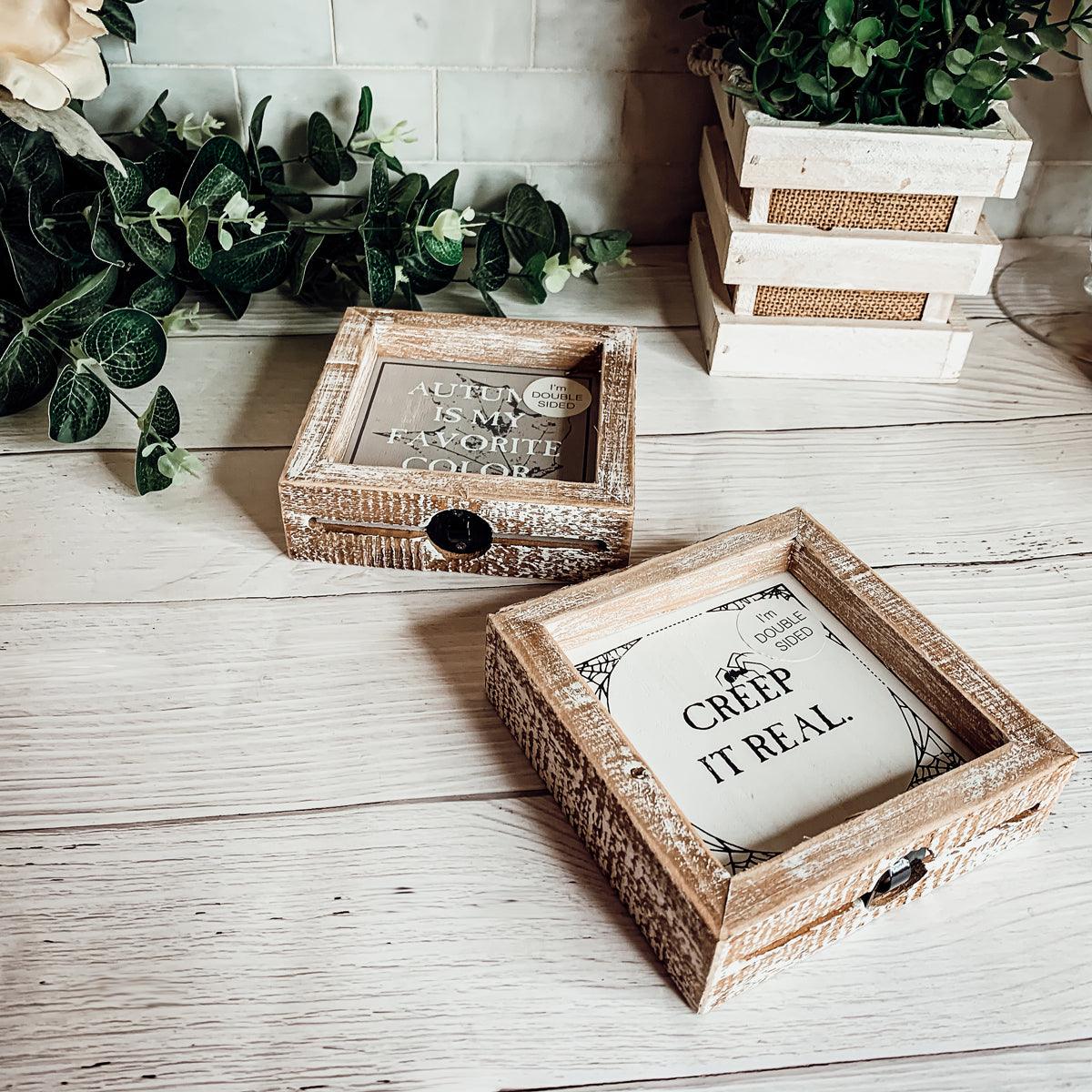 Autumn + Creep It Real Double-Sided Wood Sign