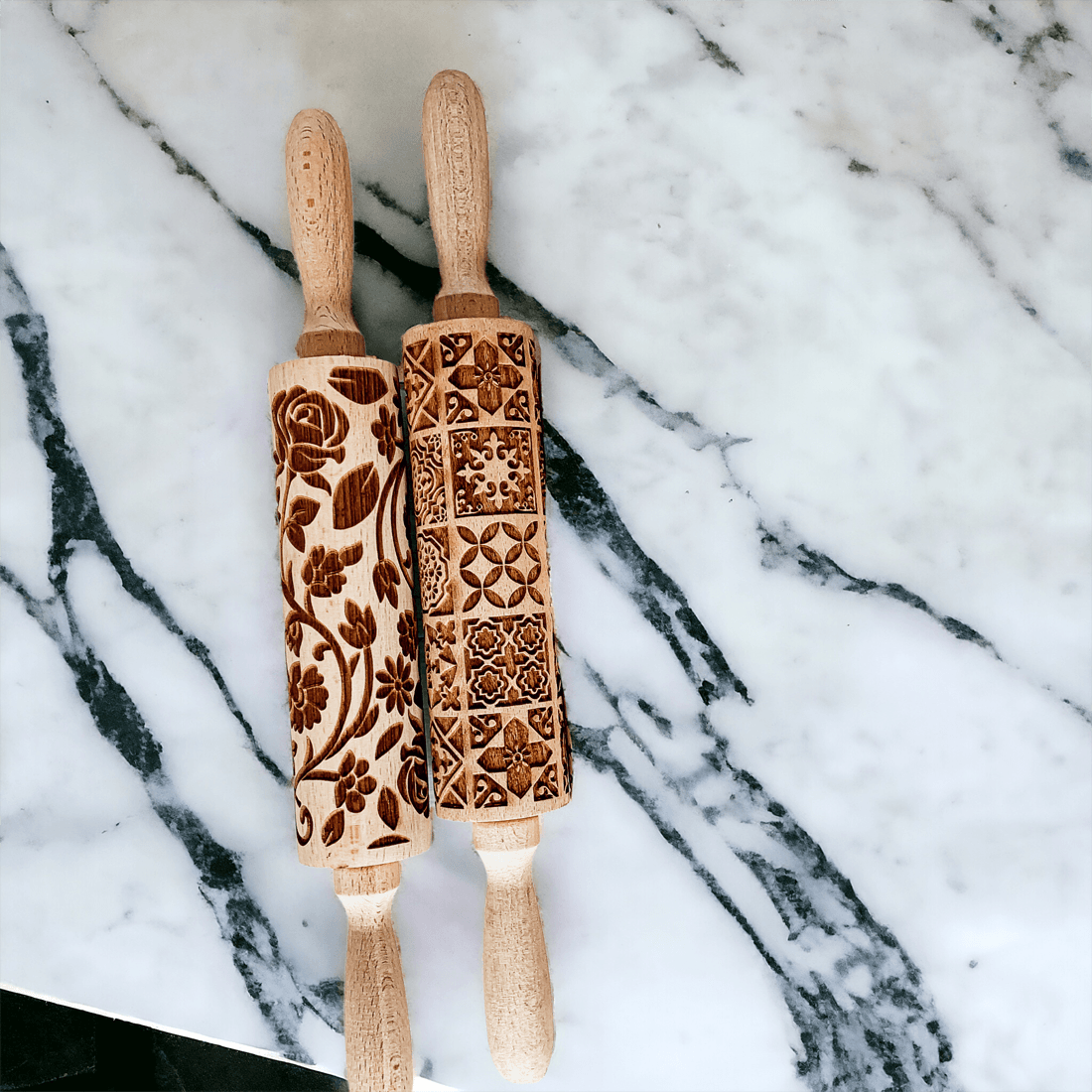 Decorative Embossed Wooden Rolling Pins for Baking