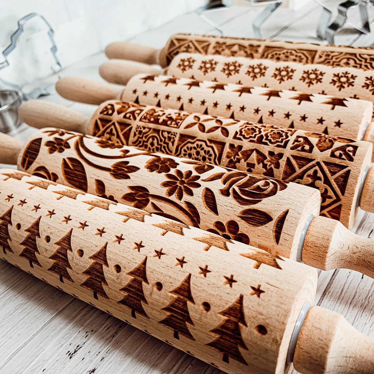 Embossed Christmas Rolling Pin | 10 Designs