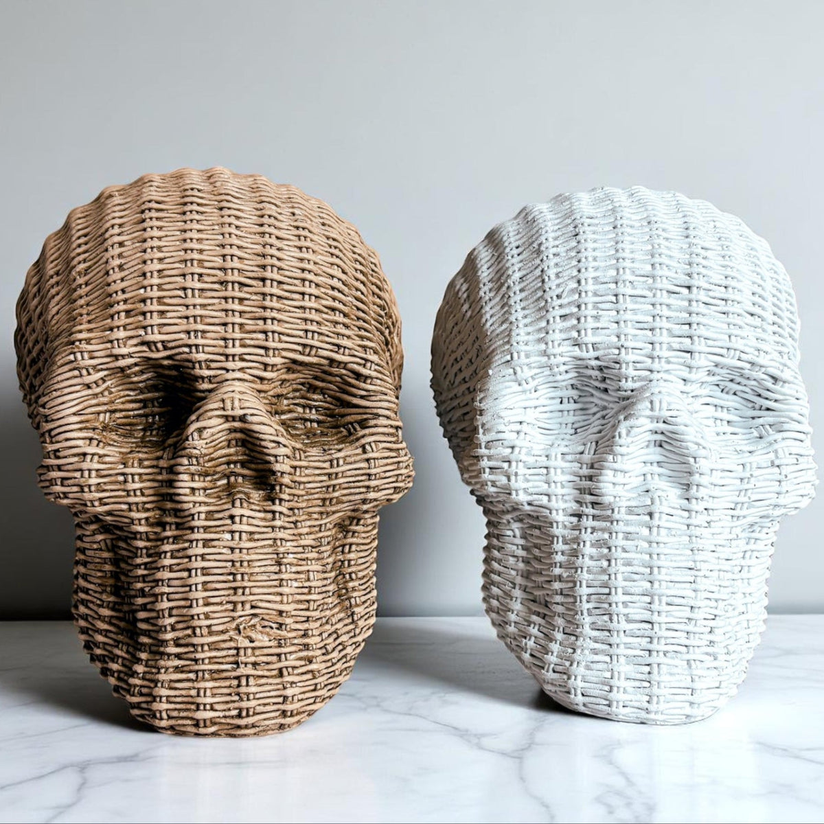 Woven Rattan-Style Skull Decor
