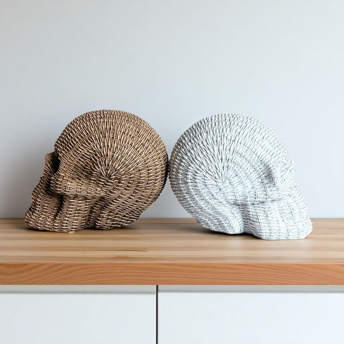 Woven Rattan-Style Skull Decor