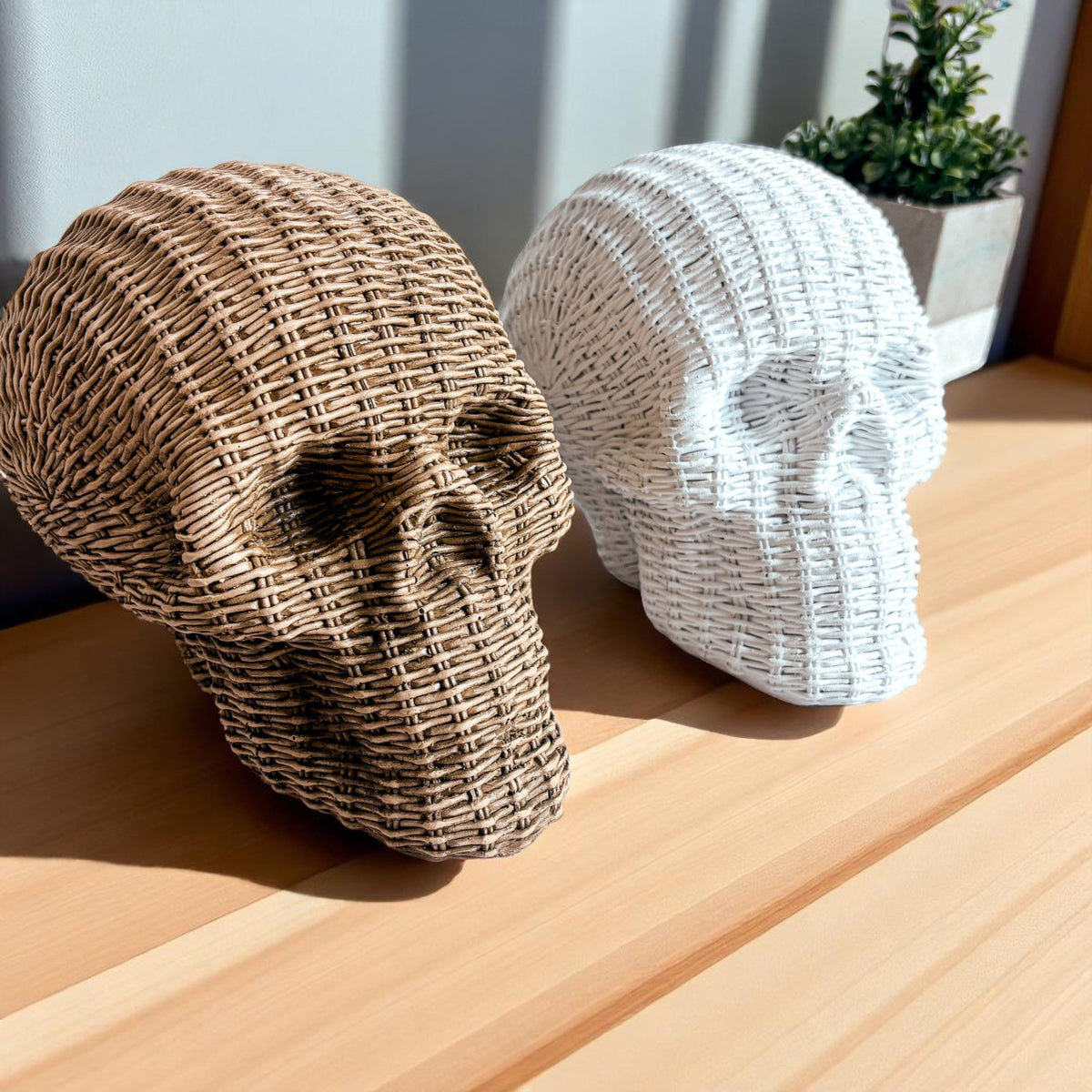 Woven Rattan-Style Skull Decor
