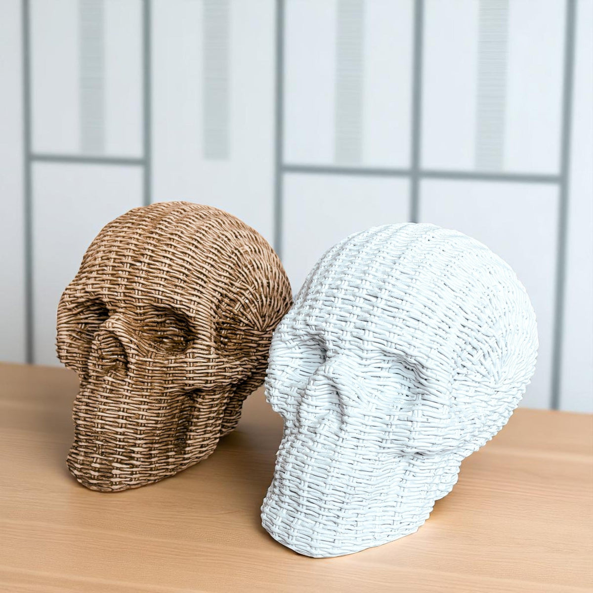 Woven Rattan-Style Skull Decor