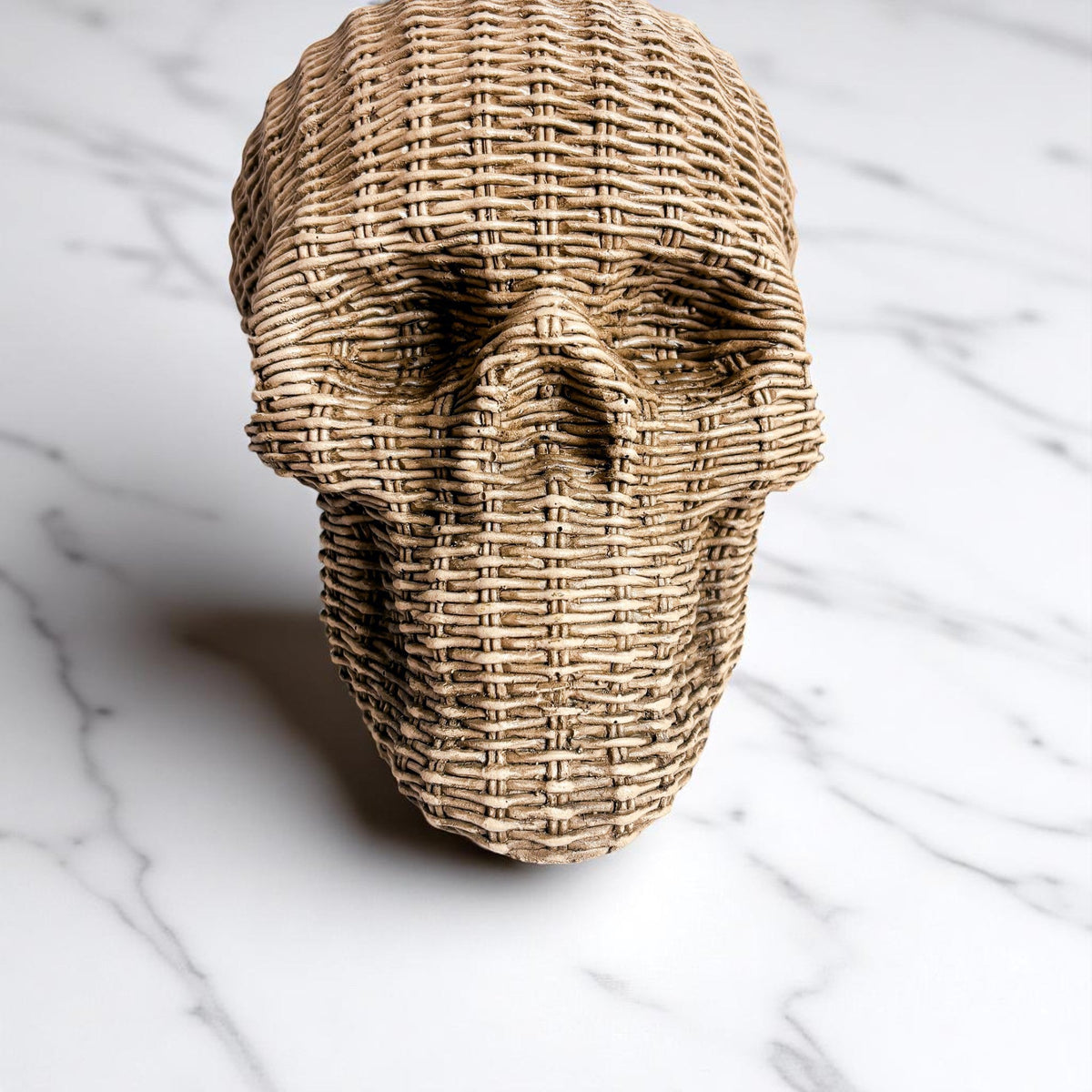 Woven Rattan-Style Skull Decor