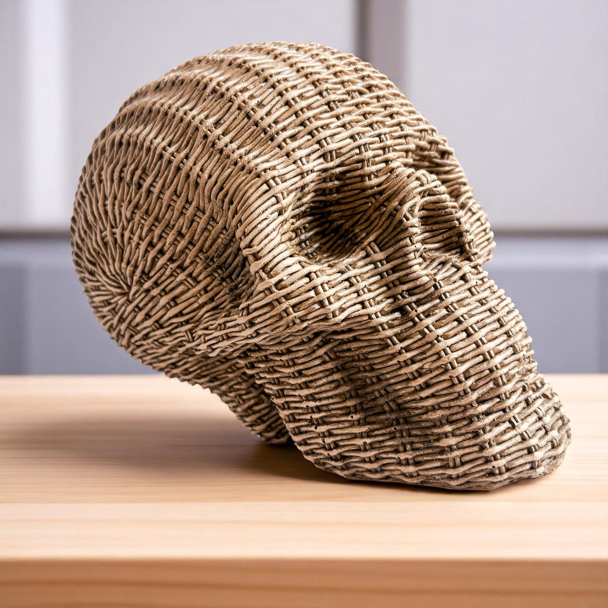 Woven Rattan-Style Skull Decor