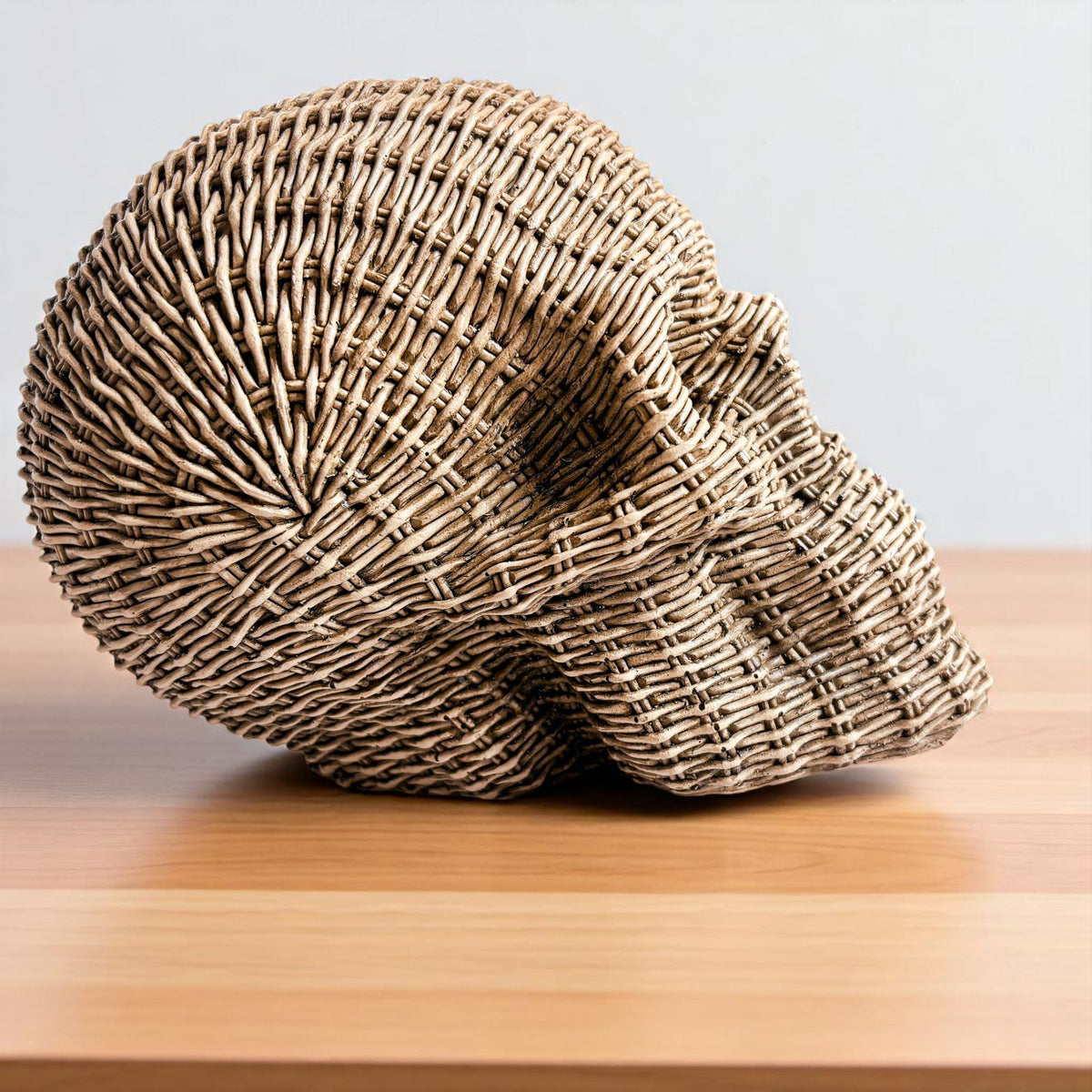 Woven Rattan-Style Skull Decor