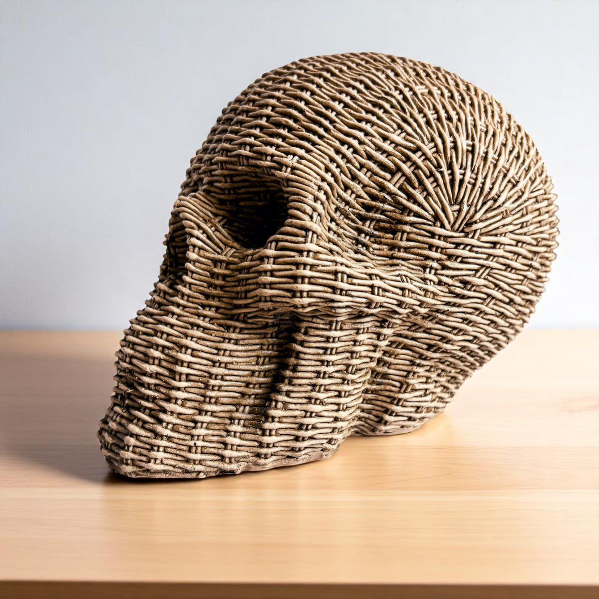 Woven Rattan-Style Skull Decor