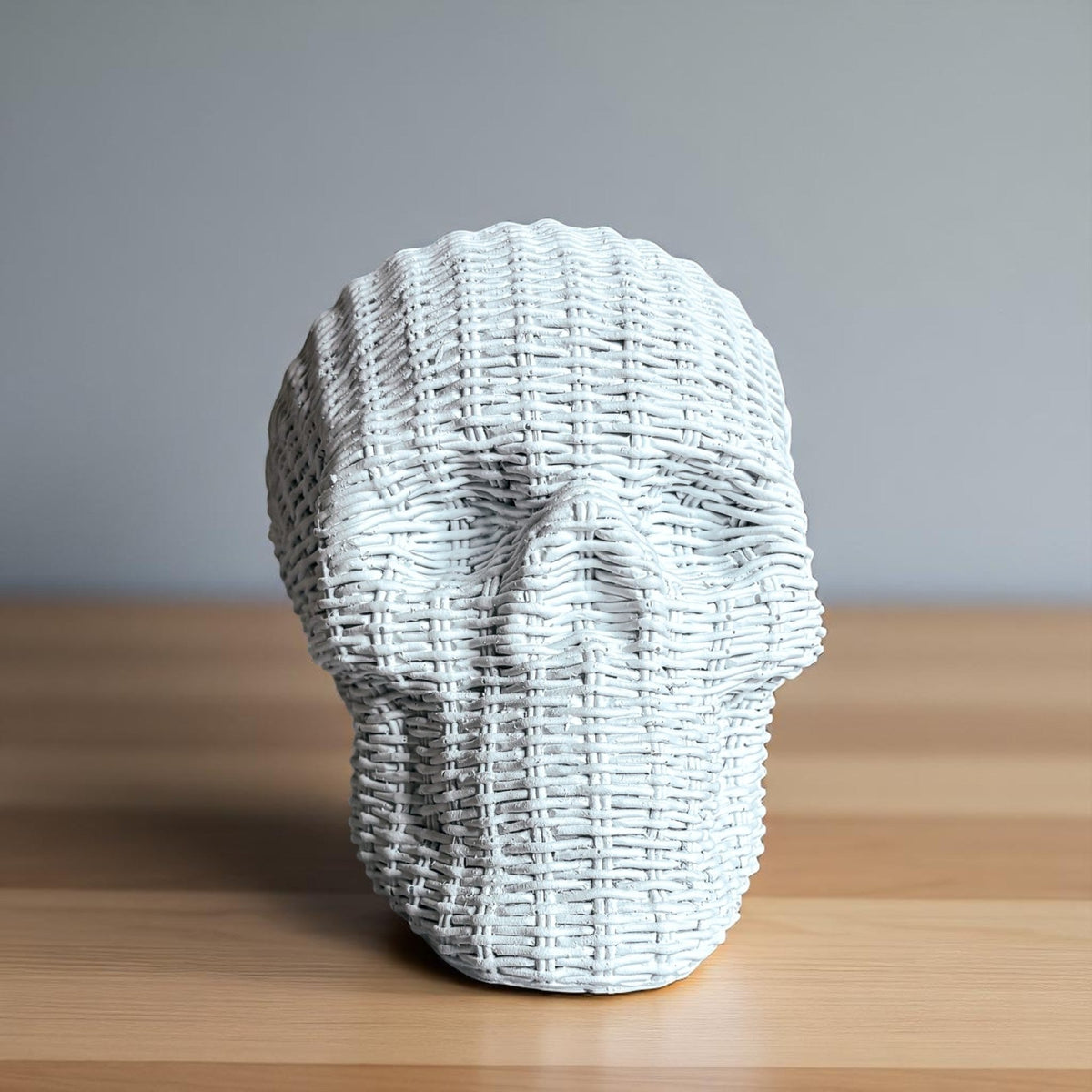 Woven Rattan-Style Skull Decor