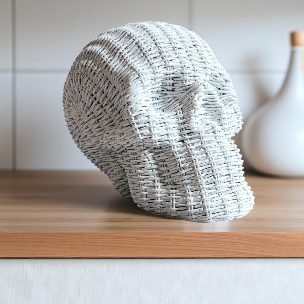 Woven Rattan-Style Skull Decor