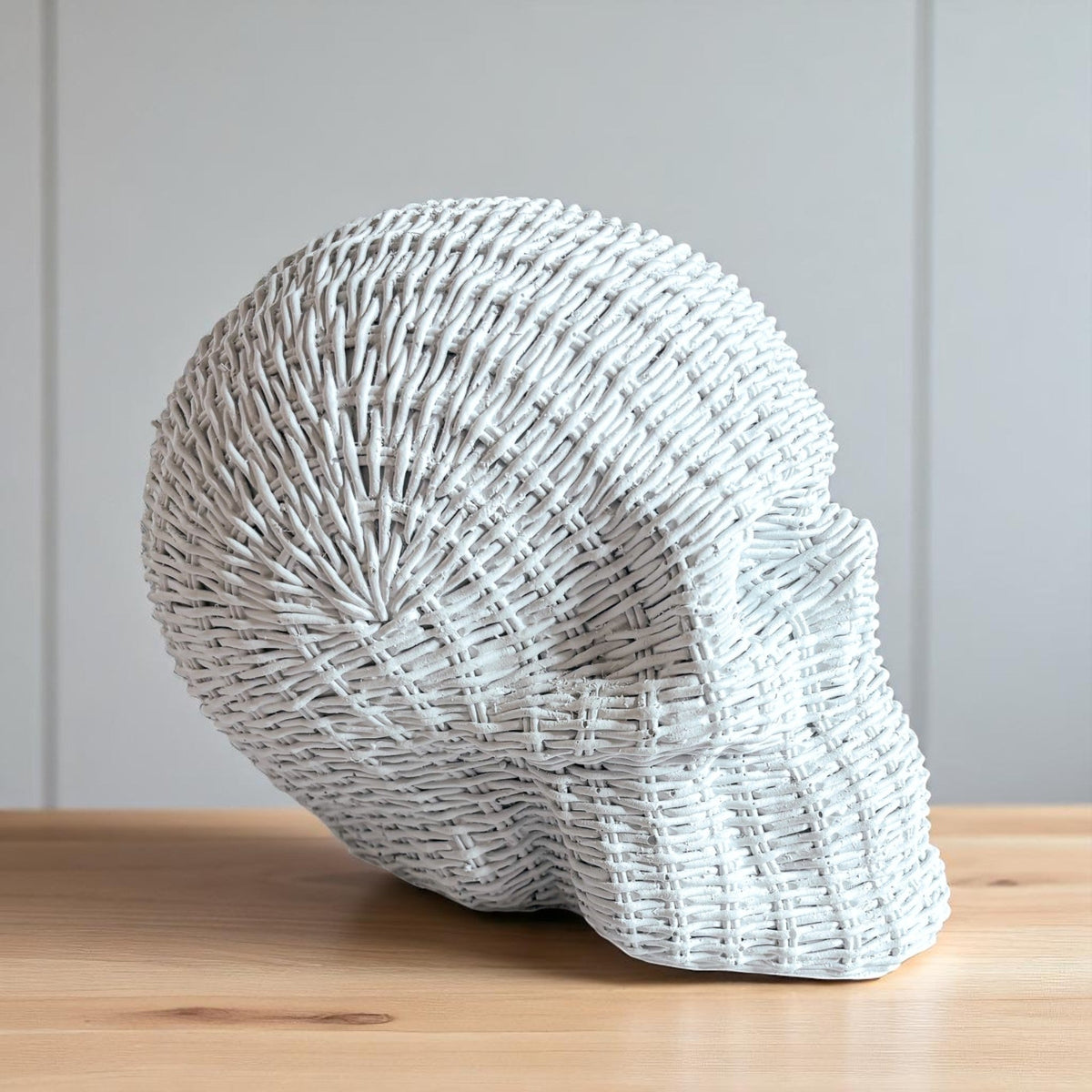 Woven Rattan-Style Skull Decor