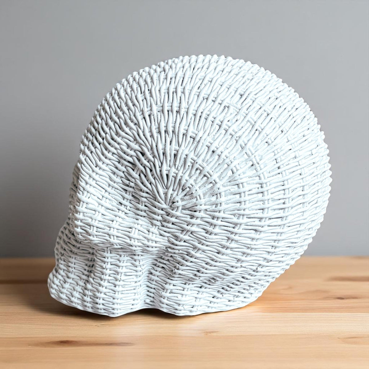 Woven Rattan-Style Skull Decor