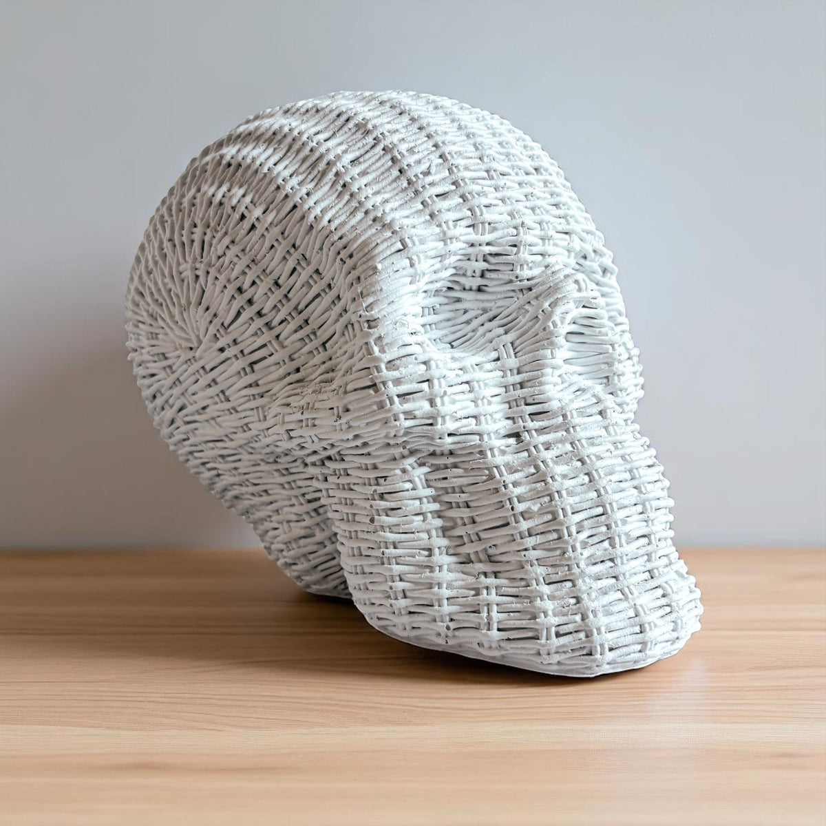 Woven Rattan-Style Skull Decor