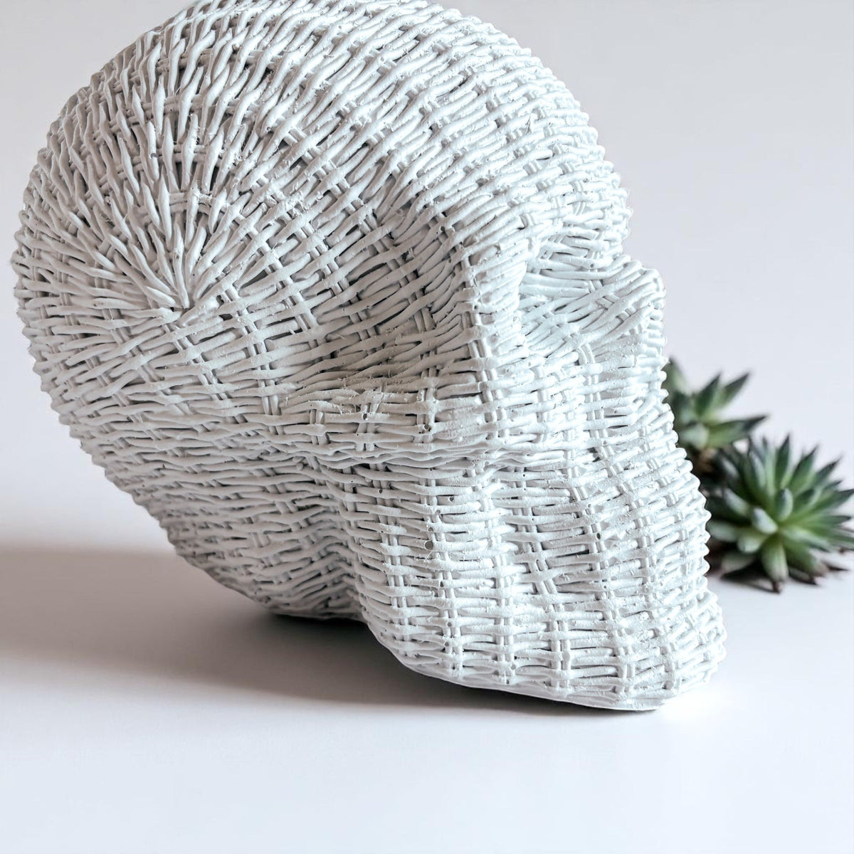 Woven Rattan-Style Skull Decor