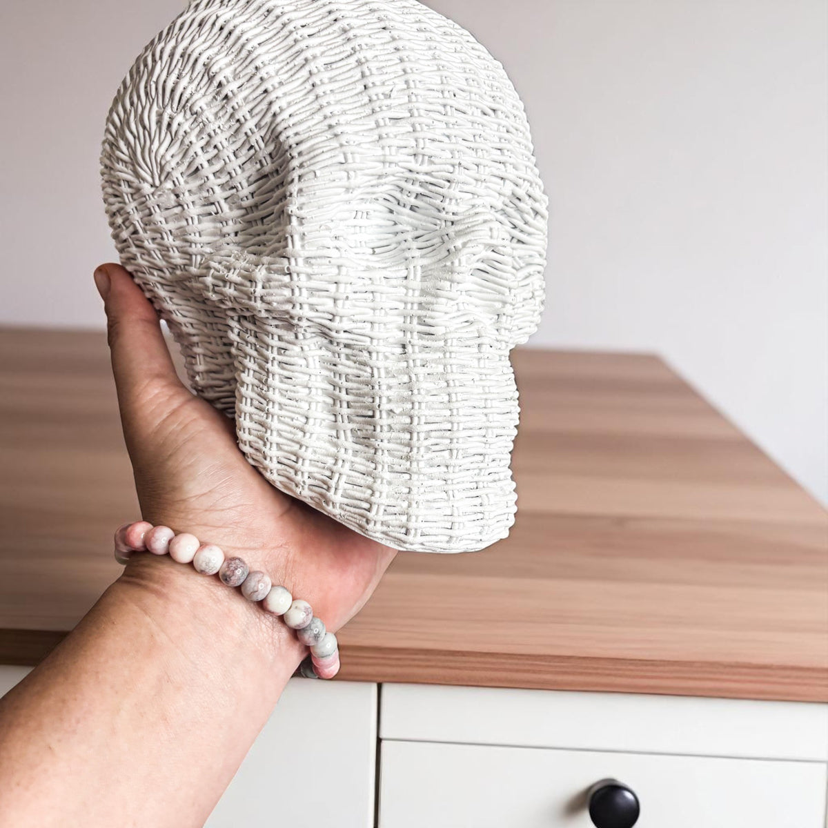 Woven Rattan-Style Skull Decor