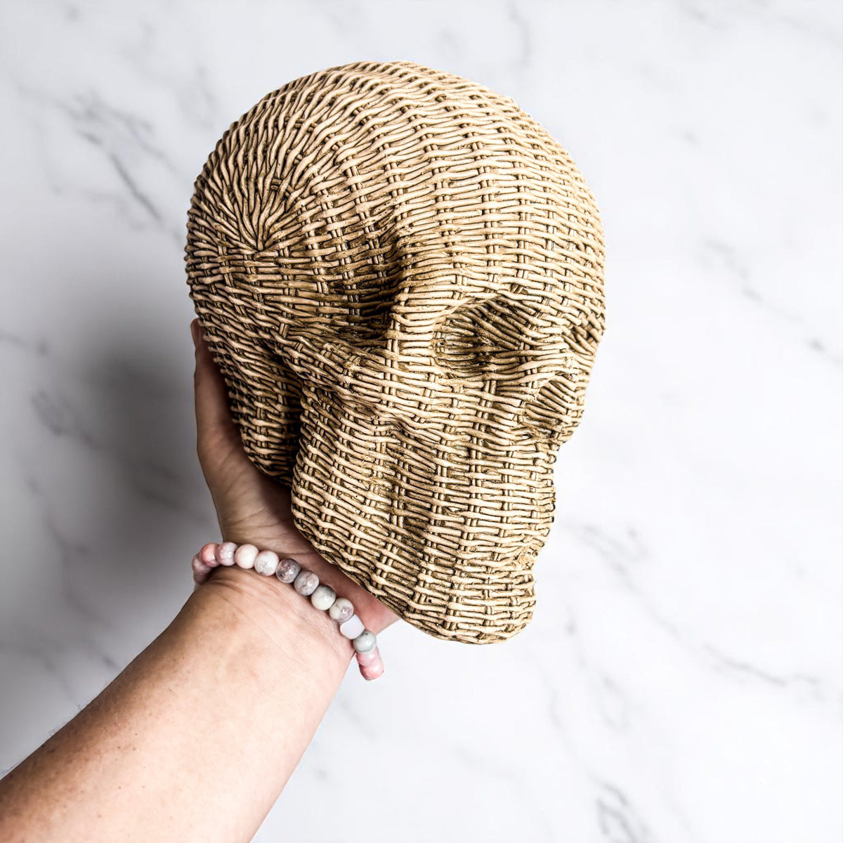 Woven Rattan-Style Skull Decor