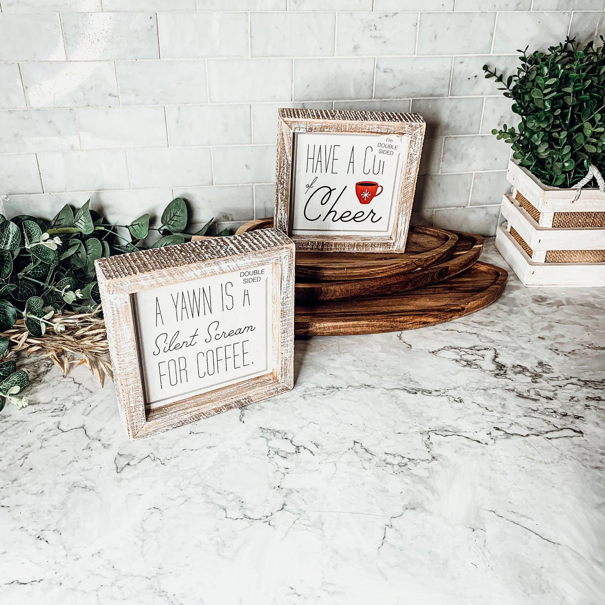 Cup of Cheer Double-Sided Coffee Sign