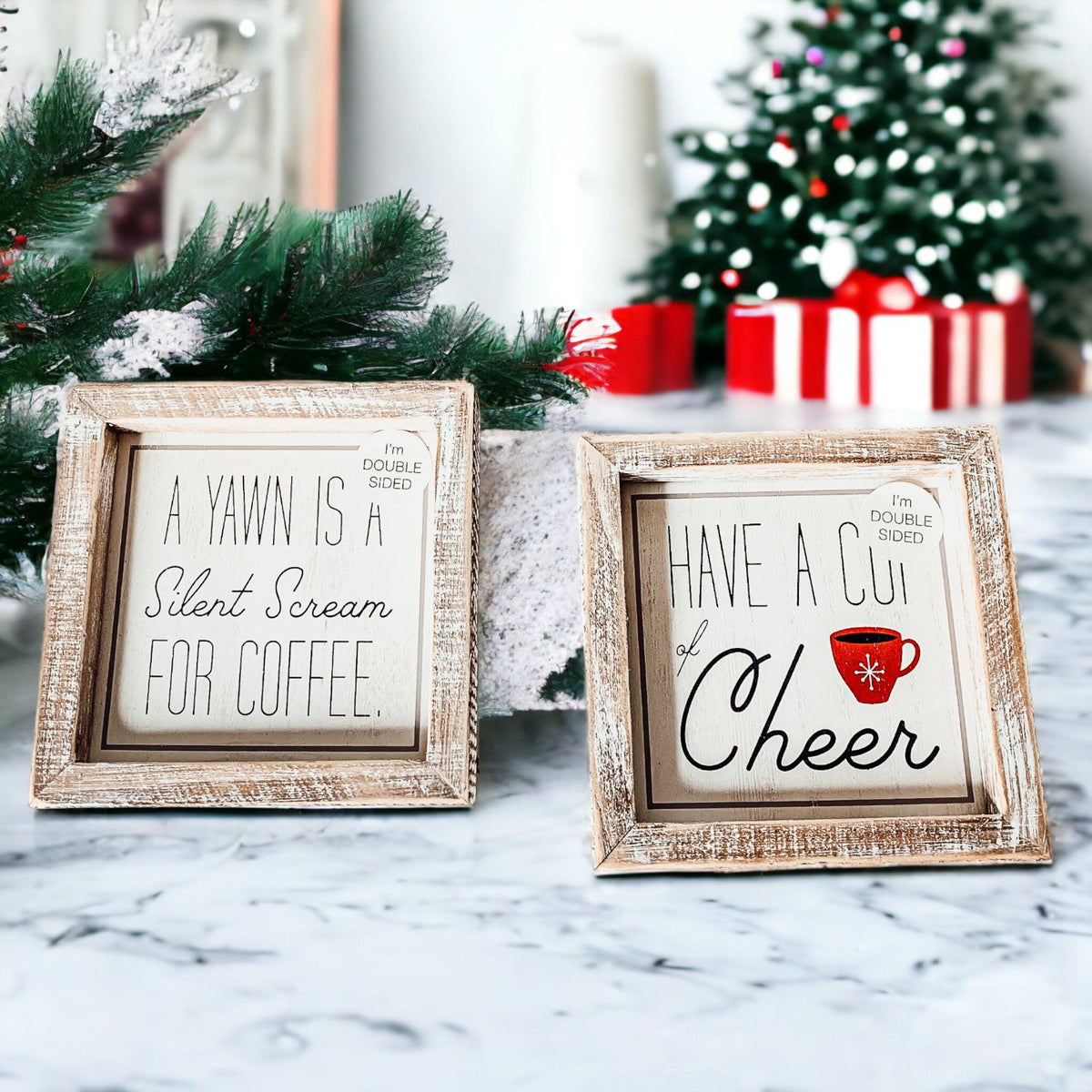 Cup of Cheer Double-Sided Coffee Sign