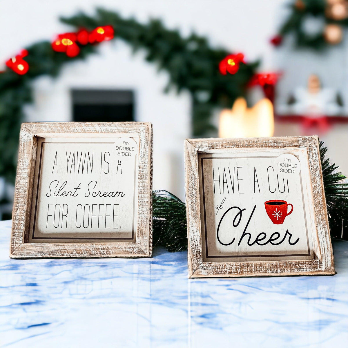 Cup of Cheer Double-Sided Coffee Sign
