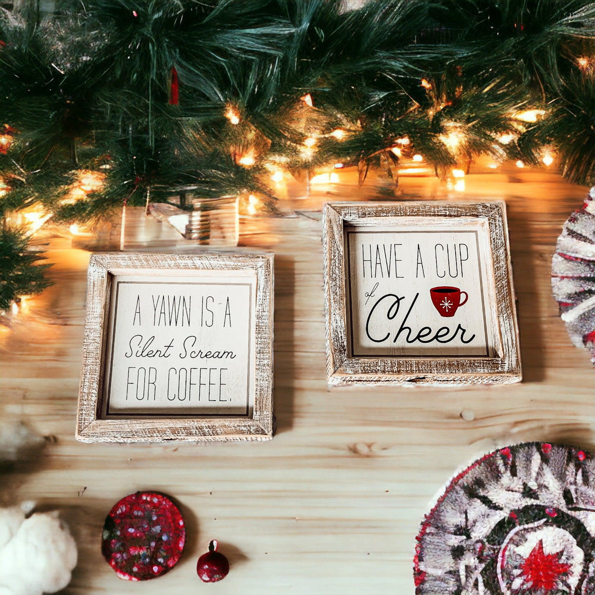 Cup of Cheer Double-Sided Coffee Sign