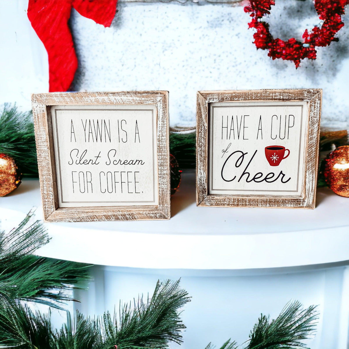 Cup of Cheer Double-Sided Coffee Sign