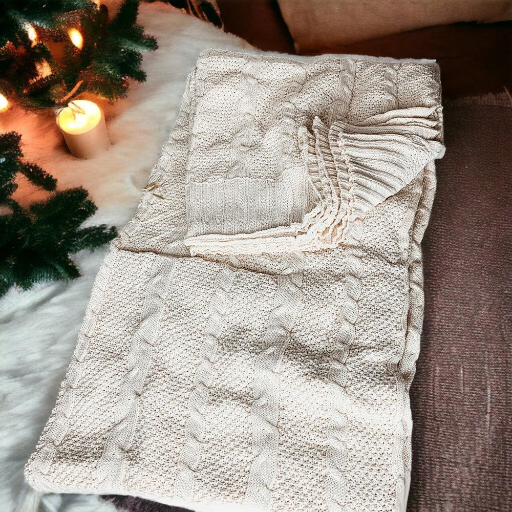 Classic Cable Knit Sweater Throw Blanket