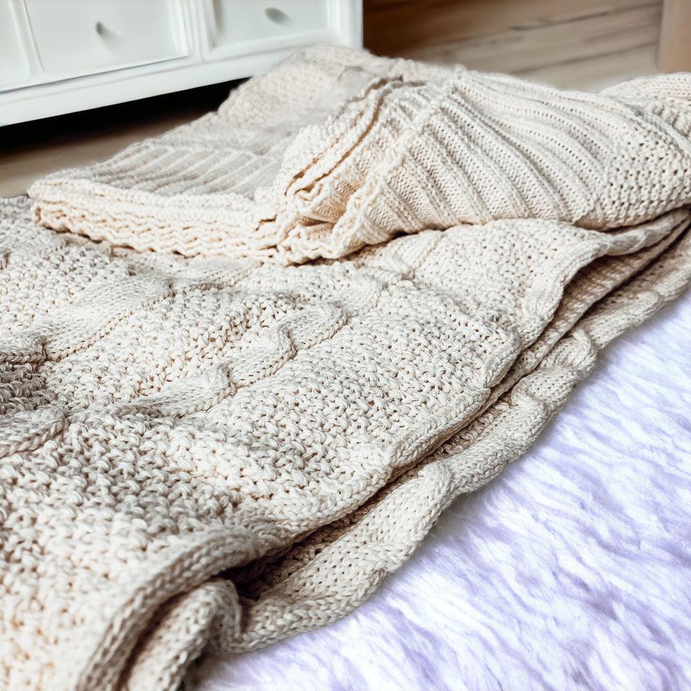 Classic Cable Knit Sweater Throw Blanket