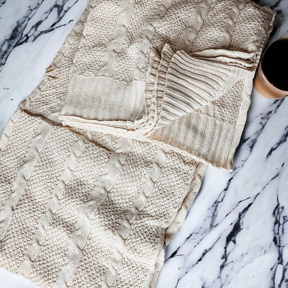 Classic Cable Knit Sweater Throw Blanket