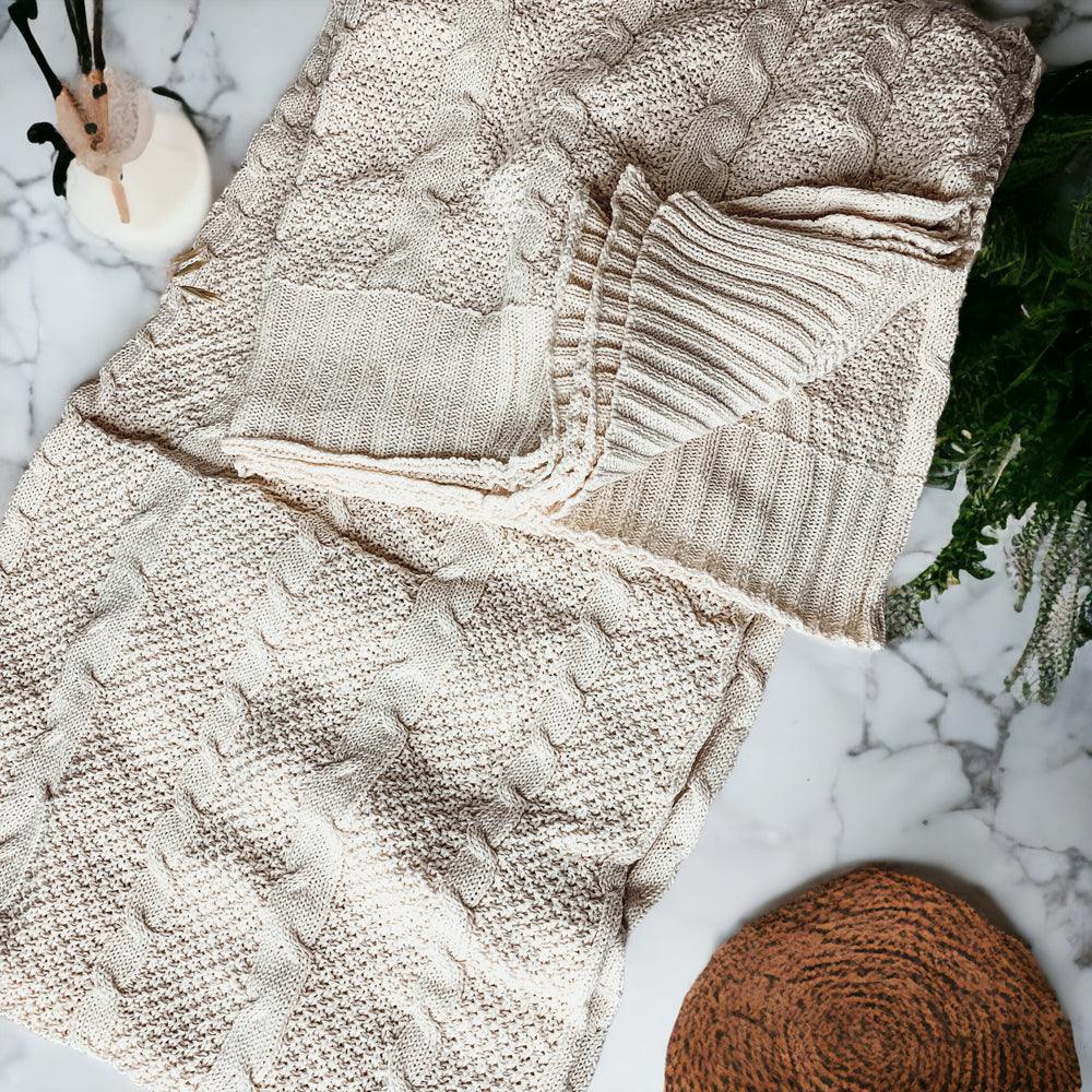 Classic Cable Knit Sweater Throw Blanket