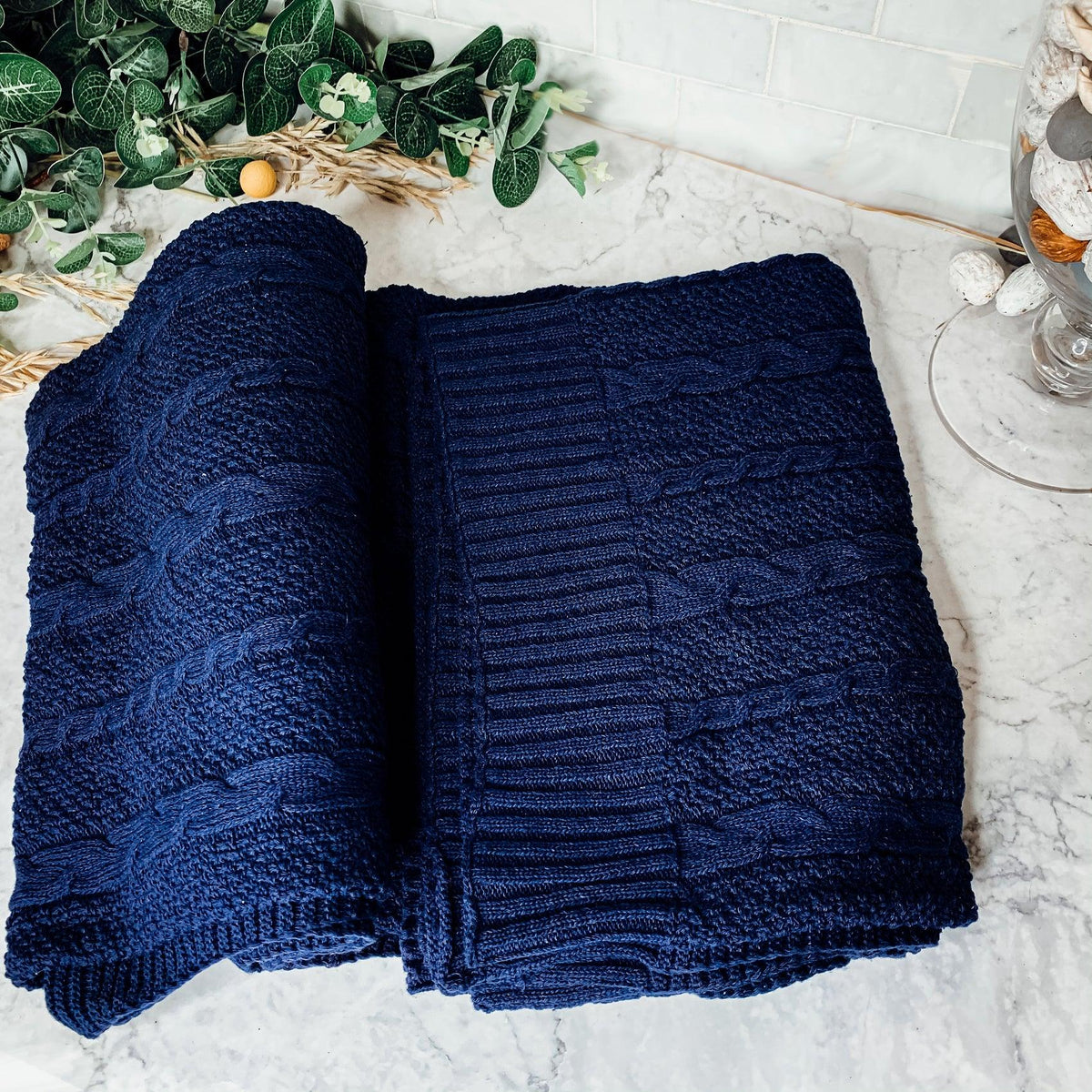 Classic Cable Knit Sweater Throw Blanket